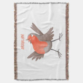 かわいいロビンの鳥の漫画 スローブランケット (正面縦)