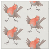 かわいいロビンの鳥の漫画 ファブリック (クローズアップ)