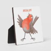 かわいいロビンの鳥の漫画 フォトプラーク (正面)