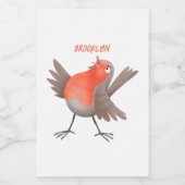 かわいいロビンの鳥の漫画 フードラベル (シングルラベル)