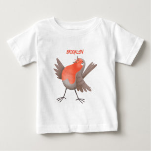 かわいいロビンの鳥の漫画 ベビーTシャツ