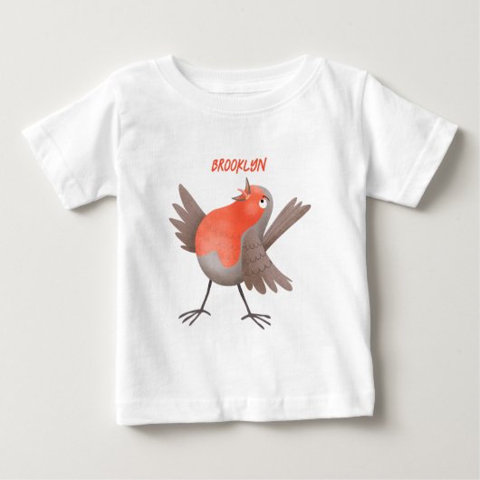 かわいいロビンの鳥の漫画 ベビーTシャツ (正面)