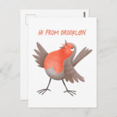 かわいいロビンの鳥の漫画 ポストカード (正面/裏面)