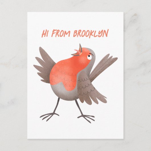 かわいいロビンの鳥の漫画 ポストカード (正面)