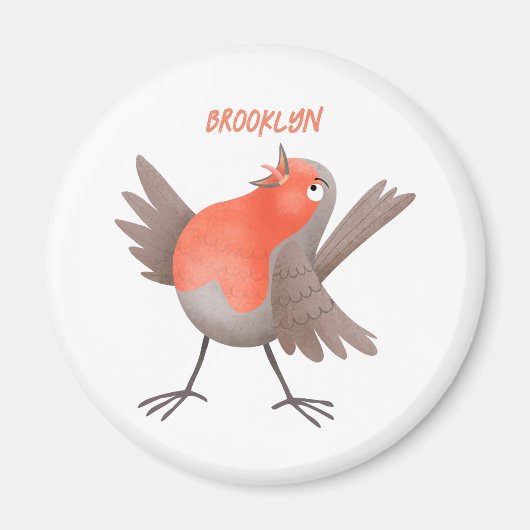 かわいいロビンの鳥の漫画 マグネット (正面)