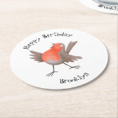 かわいいロビンの鳥の漫画 ラウンドペーパーコースター (アングル)