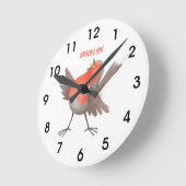 かわいいロビンの鳥の漫画 ラウンド壁時計 (傾斜)