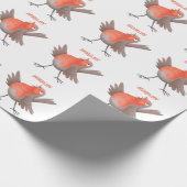 かわいいロビンの鳥の漫画 ラッピングペーパー (角)