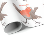 かわいいロビンの鳥の漫画 ラッピングペーパー (ロールコーナー)