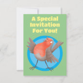 かわいいロビンの鳥の漫画 招待状 (裏面)