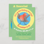 かわいいロビンの鳥の漫画 招待状 (正面/裏面)