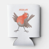 かわいいロビンの鳥の漫画 缶クーラー (裏面)