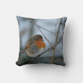 かわいいロビン赤い胸の鳥の写真 クッション (正面)