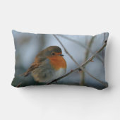 かわいいロビン赤い胸の鳥の写真 ランバークッション (裏面)
