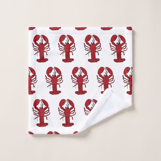 かわいいロブスターのコテッジのビーチ手タオルセット バスタオルセット (ウォッシュタオル)