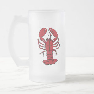 かわいいロブスターの航海のなビーチによって曇らされるビールのジョッキ フロストグラスビールジョッキ