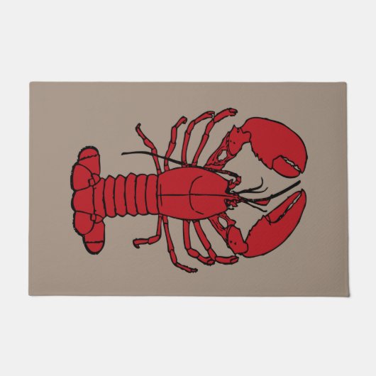 かわいいロブスターの航海のなビーチの ドアマット (正面)