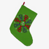 かわいいロブスターの航海のな緑に貯蔵するクリスマス ラージクリスマスストッキング (正面 (吊り時))