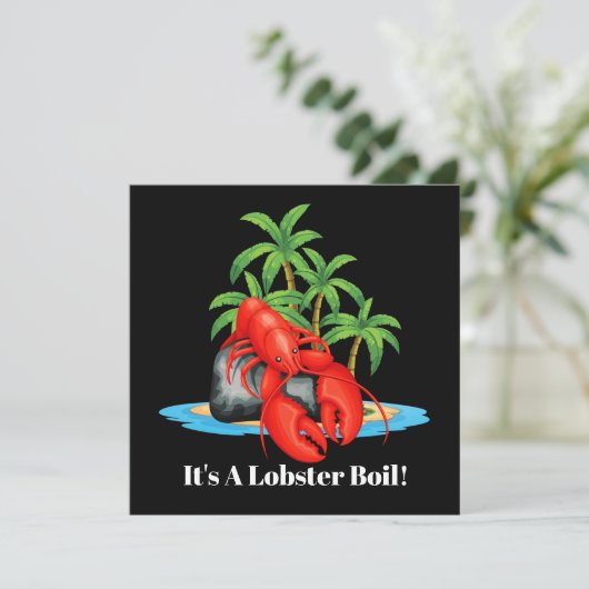 かわいいロブスター沸騰ビーチパーティー 招待状 (スタンド正面)