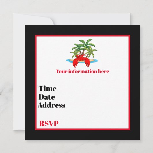 かわいいロブスター沸騰ビーチパーティー 招待状 (裏面)