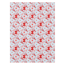 かわいいロブスター&レッドモノグラム |沿岸の海生活 テーブルクロス