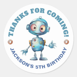 かわいいロボットありがとう子供の誕生日 ラウンドシール