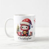 かわいいロボットのクリスマス冬休パーソナライズされた日 コーヒーマグカップ (左)