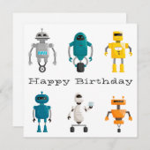 かわいいロボットのドロイドハッピーバースデー シーズンカード (正面/裏面)