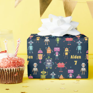 かわいいロボットのパターン名年齢誕生日 ラッピングペーパー