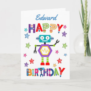 かわいいロボットの子ども誕生日 カード
