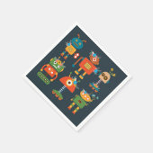 かわいいロボットの子供たちのデザイン スタンダードカクテルナプキン (角)