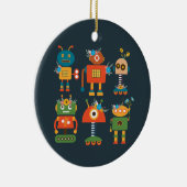 かわいいロボットの子供たちのデザイン セラミックオーナメント (右)