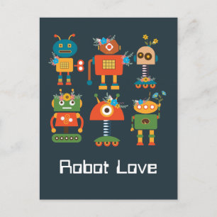 かわいいロボットの子供たちのデザイン ポストカード