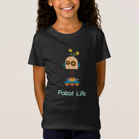 かわいいロボットの子供たちのデザイン Tシャツ (正面)
