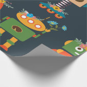 かわいいロボットの子供たちデザイン ラッピングペーパー (角)