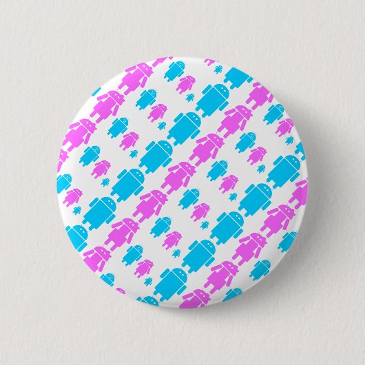 かわいいロボットの家族柄 缶バッジ (正面)