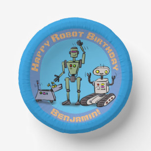 かわいいロボットの漫画の誕生日おめでとう ペーパーボウル