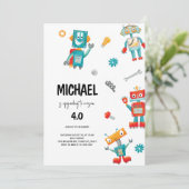 かわいいロボットの誕生日招待状 招待状 (スタンド正面)