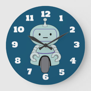 かわいいロボットイラストレーション ラージ壁時計