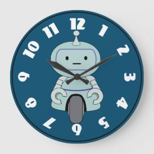 かわいいロボットイラストレーション ラージ壁時計