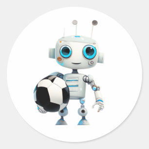 かわいいロボットサッカーチーム ラウンドシール