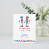 かわいいロボットテーマの結婚式 Save the Date セーブザデート (スタンド正面)