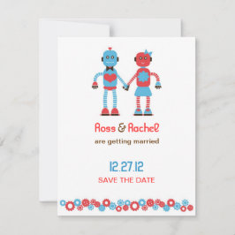 かわいいロボットテーマの結婚式 Save the Date セーブザデート