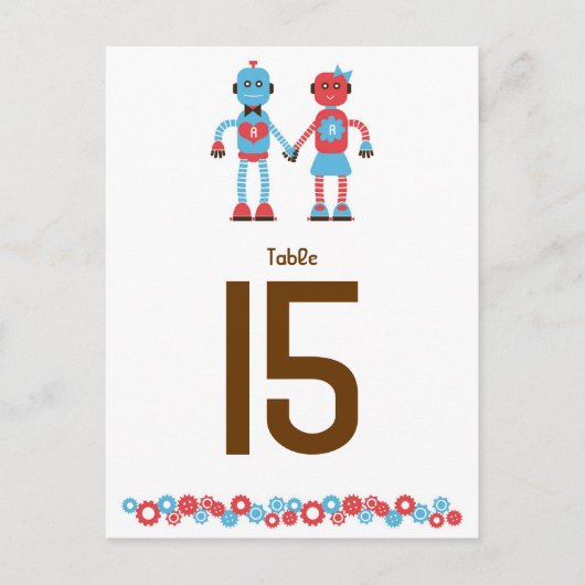 かわいいロボットテーマ結婚ズ ポストカード (正面)