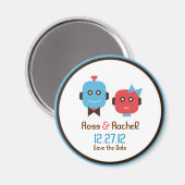 かわいいロボットテーマ結婚式の日付を保存 マグネット (正面/裏面)