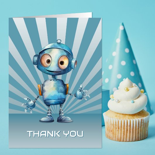 かわいいロボットテーマ誕生日ありがとう サンキューカード