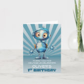 かわいいロボットテーマ1歳の誕生日ありがとう サンキューカード (正面)