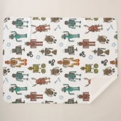 かわいいロボットパターンキッズシェルパブランケット シェルパブランケット (正面(横))