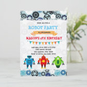 かわいいロボットパーティーのテーマの招待 招待状 (スタンド正面)