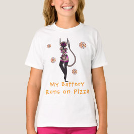 かわいいロボットピザの楽しいアートTシャツ Tシャツ